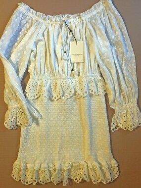 Spell & the Gypsy “Daisy Chain” smocked eyelet cottagecore mini dress S/M — BNWT